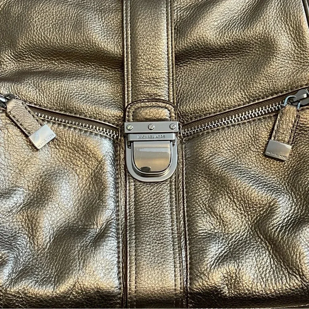 Michael Kors Pebbled Leather Shoulder Bag Metallic Gold
